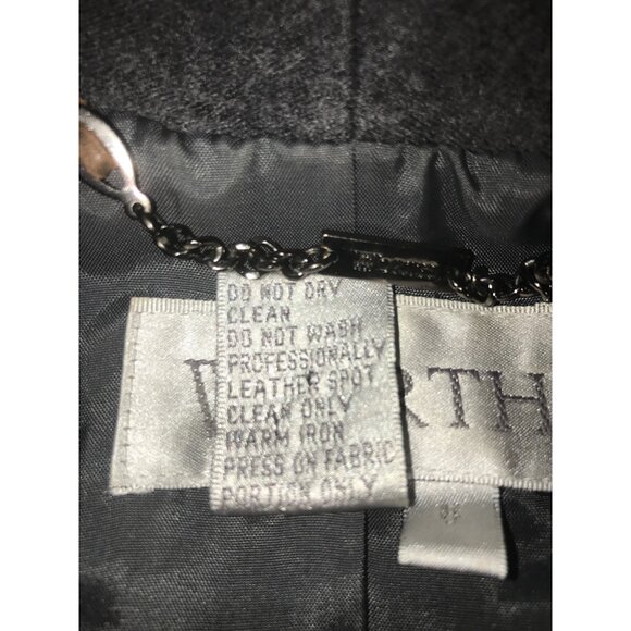 Worth Women's Brown Leather and Grey Wool Accents Core Coat - Picture 4 of 8